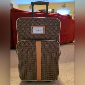 Coach Brown and Tan Rolling Suitcase